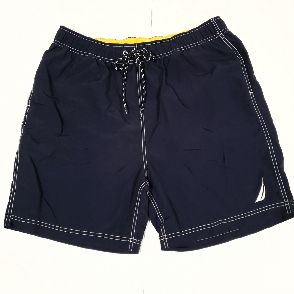 Nautica Navy Lined Swim Shorts Size L EUC